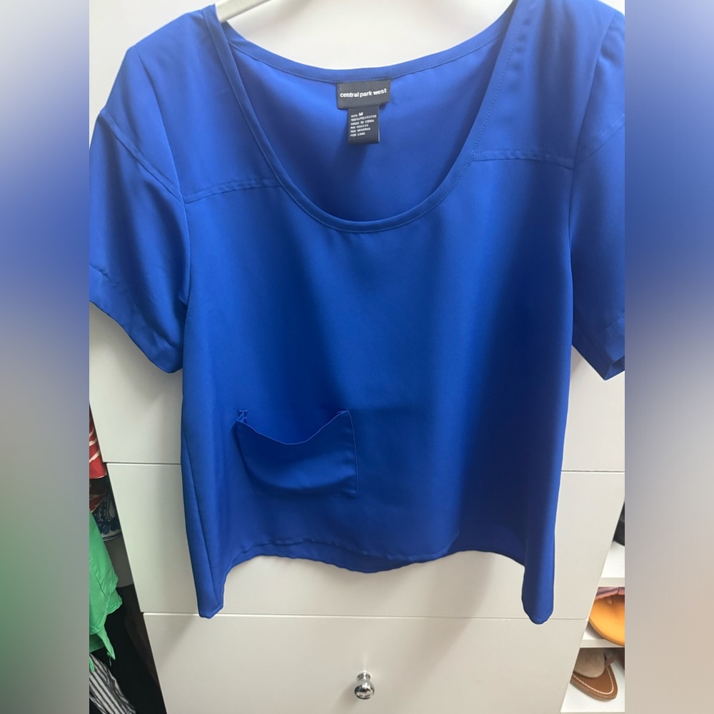 Central Park West blue crop blouse size Medium